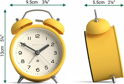 ® Charlie Bell Echo Alarm Clock | Modern take on Classic Twin Bell Clock | Yellow | Easy to Read Numbers | Ideal for Bedside, Desk or Shelf | Modern Retro Bedroom & Office Accessory