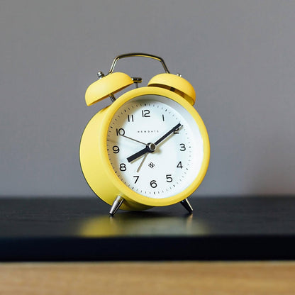 ® Charlie Bell Echo Alarm Clock | Modern take on Classic Twin Bell Clock | Yellow | Easy to Read Numbers | Ideal for Bedside, Desk or Shelf | Modern Retro Bedroom & Office Accessory