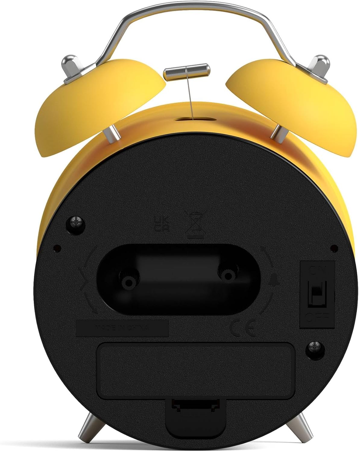 ® Charlie Bell Echo Alarm Clock | Modern take on Classic Twin Bell Clock | Yellow | Easy to Read Numbers | Ideal for Bedside, Desk or Shelf | Modern Retro Bedroom & Office Accessory