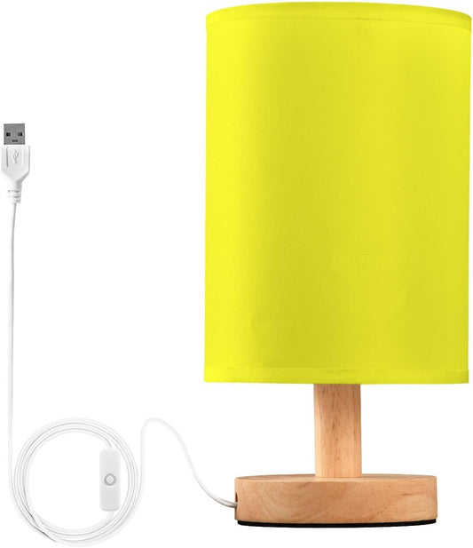 Bright Yellow Print Bedside Table Lamp for Bedroom Small Lamps for Nightstand Lamp with Fabric Lampshade LED Desk Lamps for Living Room Office Home Dorm Outdoor