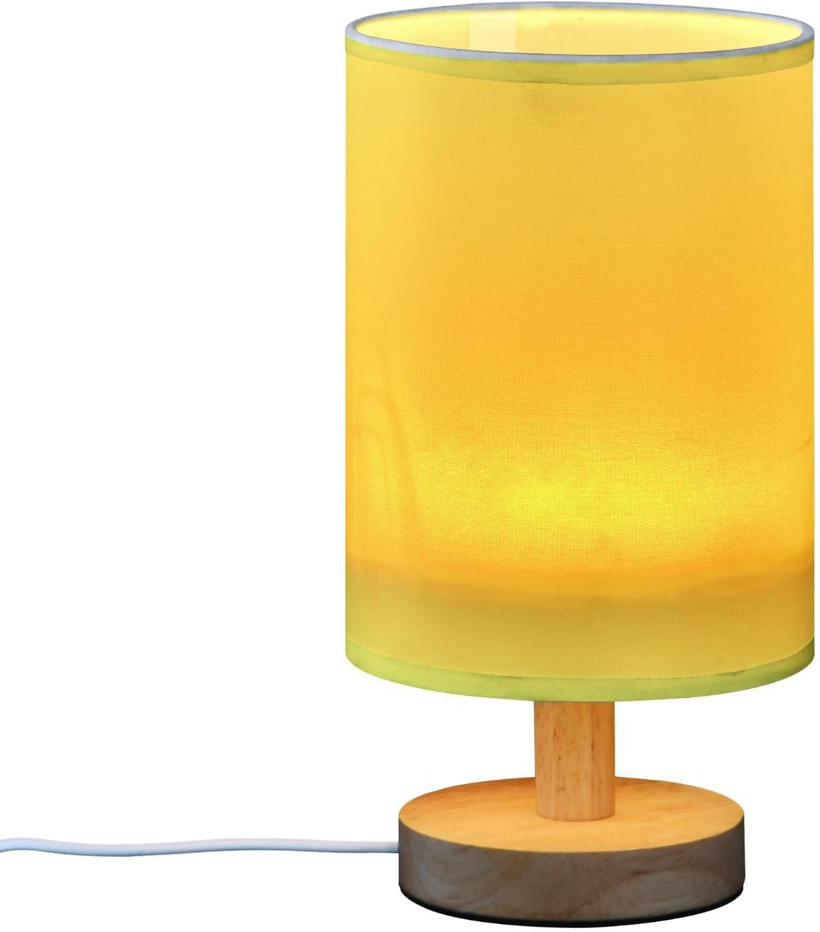 Bright Yellow Print Bedside Table Lamp for Bedroom Small Lamps for Nightstand Lamp with Fabric Lampshade LED Desk Lamps for Living Room Office Home Dorm Outdoor