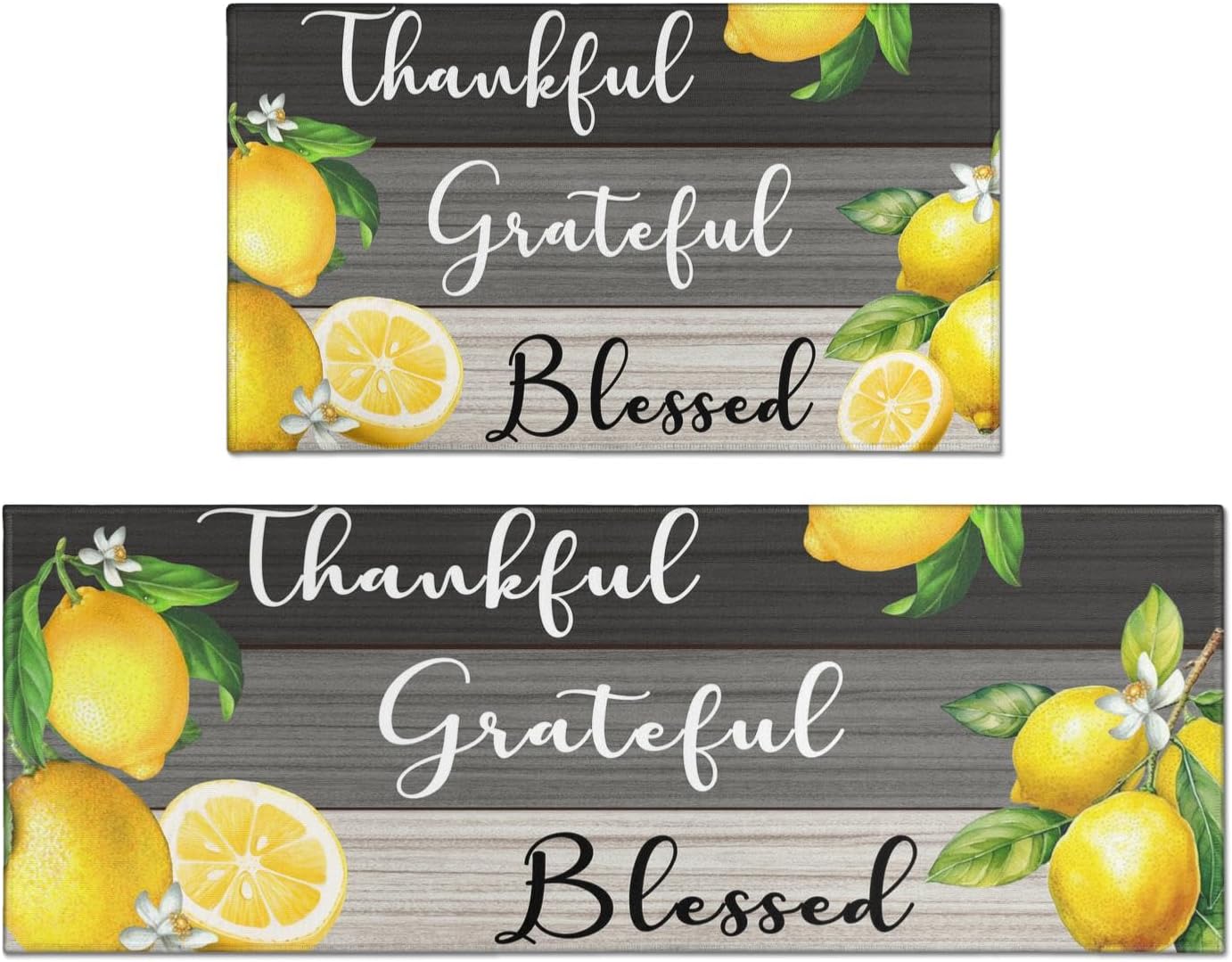 Lemon Kitchen Mats for Floor Kitchen Rugs Sets of 2 Non Slip Washable Lemon Kitchen Rugs Anti Fatigue 47x17 Inch and 30x17