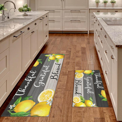 Lemon Kitchen Mats for Floor Kitchen Rugs Sets of 2 Non Slip Washable Lemon Kitchen Rugs Anti Fatigue 47x17 Inch and 30x17
