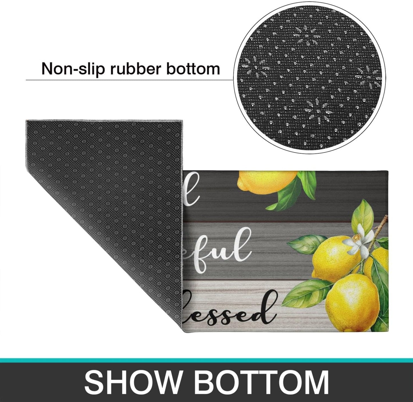 Lemon Kitchen Mats for Floor Kitchen Rugs Sets of 2 Non Slip Washable Lemon Kitchen Rugs Anti Fatigue 47x17 Inch and 30x17