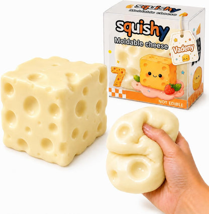 Cheese Squishy Toys Stress Jumbo Squeeze Squishies Relief Fidget Toy Moldable Giant Cheese Block Stress Soft Food Sensory Shaped for Adults Novelty Surprise Gift (Yellow)