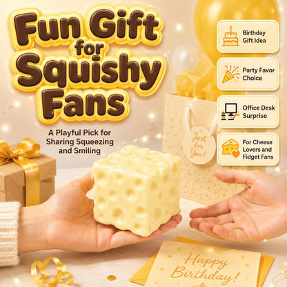 Cheese Squishy Toys Stress Jumbo Squeeze Squishies Relief Fidget Toy Moldable Giant Cheese Block Stress Soft Food Sensory Shaped for Adults Novelty Surprise Gift (Yellow)