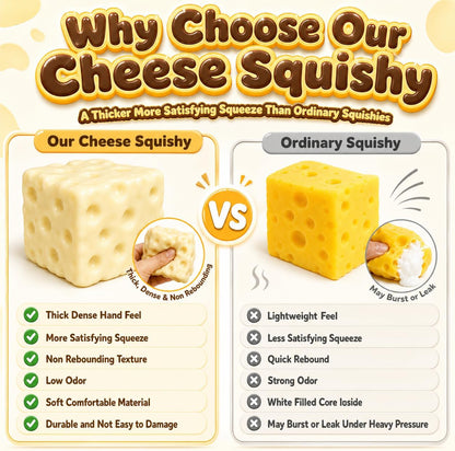 Cheese Squishy Toys Stress Jumbo Squeeze Squishies Relief Fidget Toy Moldable Giant Cheese Block Stress Soft Food Sensory Shaped for Adults Novelty Surprise Gift (Yellow)