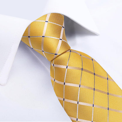 Plaid Necktie Mens Elegant Silk Tie Sets In Gift Box | 5PCS,Plaid Ties for Men,Silky Smooth,Versatile Accessory,Pocket Square,Cufflinks,Formal,Business,Wedding,Ceremonies,Prom