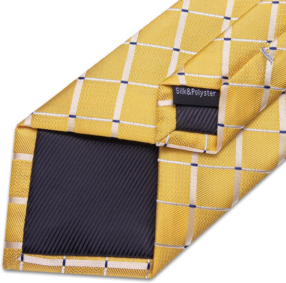 Plaid Necktie Mens Elegant Silk Tie Sets In Gift Box | 5PCS,Plaid Ties for Men,Silky Smooth,Versatile Accessory,Pocket Square,Cufflinks,Formal,Business,Wedding,Ceremonies,Prom