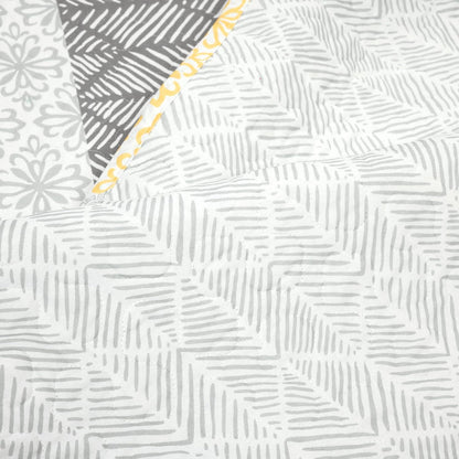 Bohemian Stripe Quilt 3 Piece Set California King, Yellow/Gray - Striped Bedding Set - Yellow Quilt - California King Quilt - Boho Decor