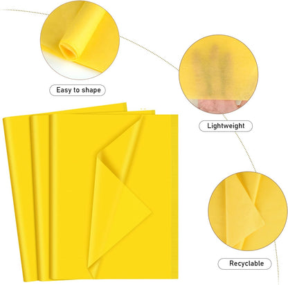 120 Sheets Yellow Tissue Paper - 14 x 20 Inches Wrapping Tissue Paper Bulk - Yellow Wrap Paper Sheets for Gift Bags, Packaging, Floral Filler, Birthday, Baby Shower, Sunflower Decor