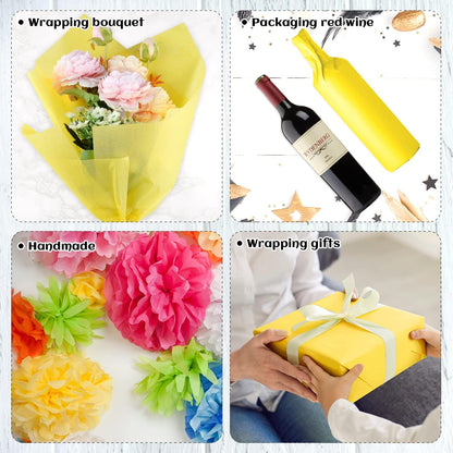 120 Sheets Yellow Tissue Paper - 14 x 20 Inches Wrapping Tissue Paper Bulk - Yellow Wrap Paper Sheets for Gift Bags, Packaging, Floral Filler, Birthday, Baby Shower, Sunflower Decor