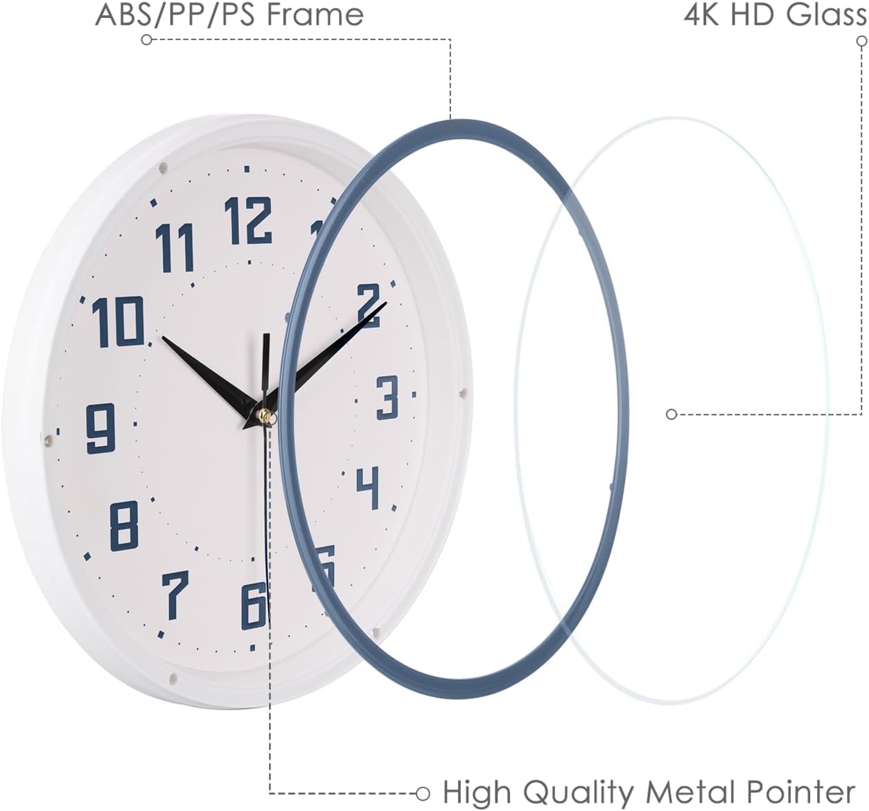 Silent Round Wall Clock Kitchen 9 Inch Modern Style Non-Ticking Decorative Bedroom Office Study Room Kitchen Wall Clock- Lemon Yellow