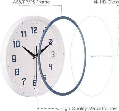 Silent Round Wall Clock Kitchen 9 Inch Modern Style Non-Ticking Decorative Bedroom Office Study Room Kitchen Wall Clock- Lemon Yellow