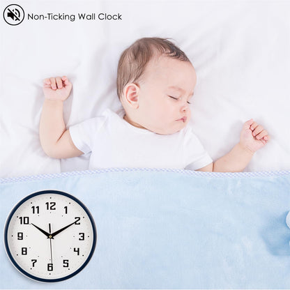 Silent Round Wall Clock Kitchen 9 Inch Modern Style Non-Ticking Decorative Bedroom Office Study Room Kitchen Wall Clock- Lemon Yellow