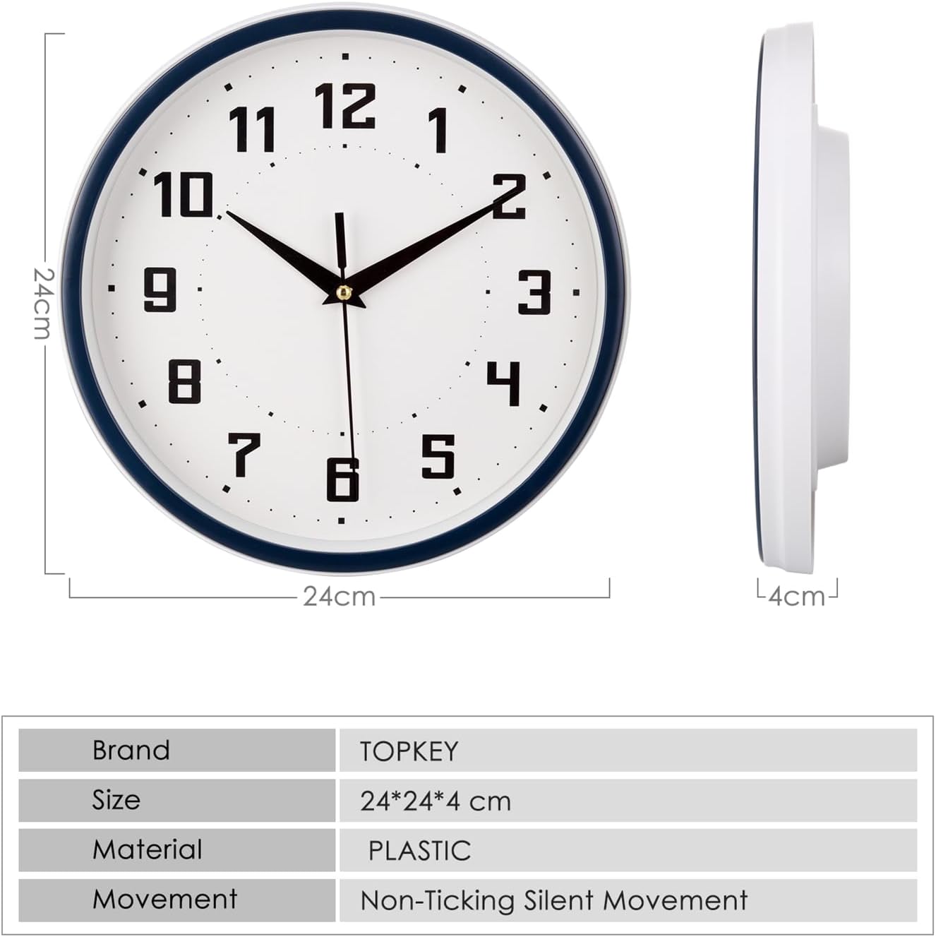 Silent Round Wall Clock Kitchen 9 Inch Modern Style Non-Ticking Decorative Bedroom Office Study Room Kitchen Wall Clock- Lemon Yellow