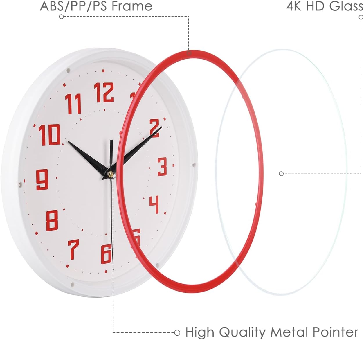 Silent Round Wall Clock Kitchen 9 Inch Modern Style Non-Ticking Decorative Bedroom Office Study Room Kitchen Wall Clock- Lemon Yellow