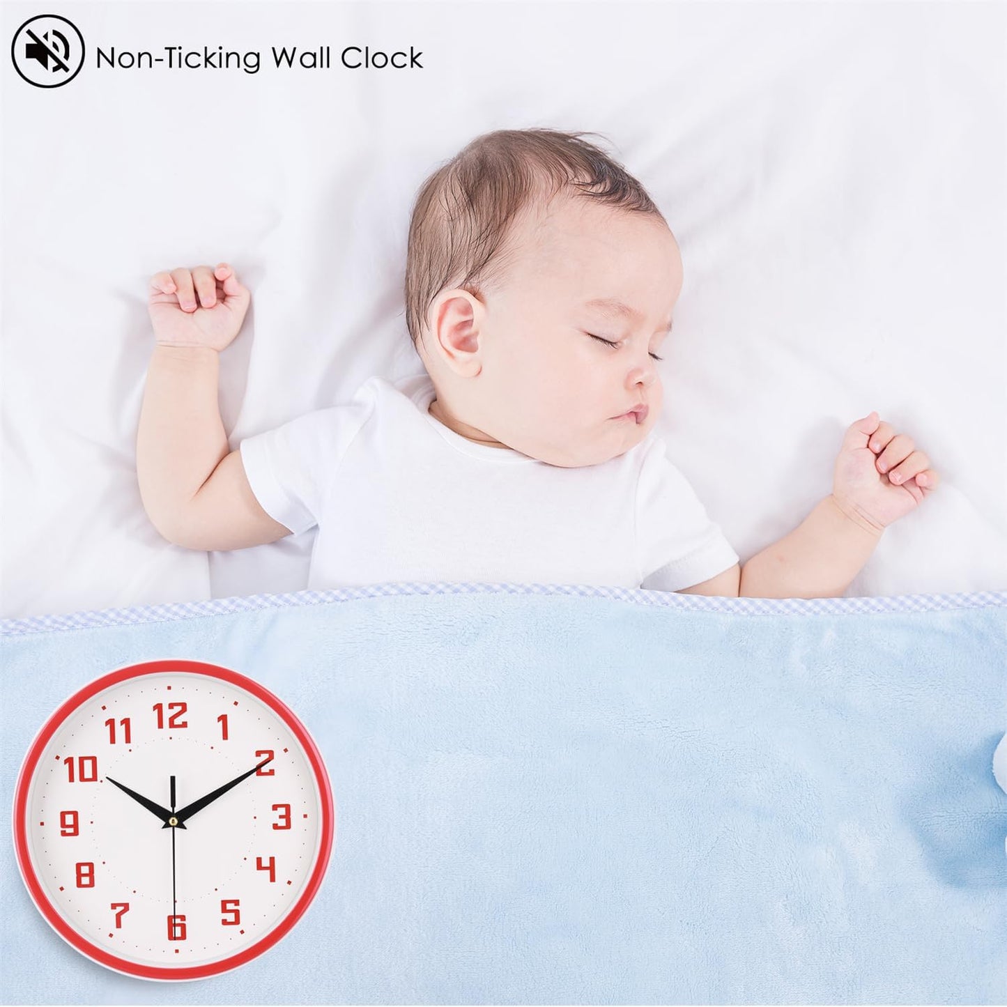 Silent Round Wall Clock Kitchen 9 Inch Modern Style Non-Ticking Decorative Bedroom Office Study Room Kitchen Wall Clock- Lemon Yellow
