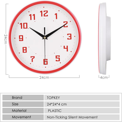 Silent Round Wall Clock Kitchen 9 Inch Modern Style Non-Ticking Decorative Bedroom Office Study Room Kitchen Wall Clock- Lemon Yellow