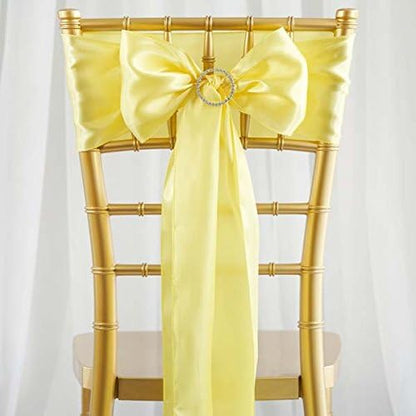 25pcs Yellow Satin Chair Sashes Tie Bows Catering Wedding Party Decorations 6 x106