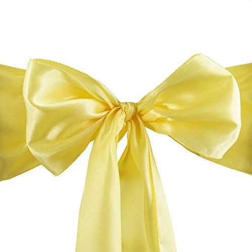 25pcs Yellow Satin Chair Sashes Tie Bows Catering Wedding Party Decorations 6 x106