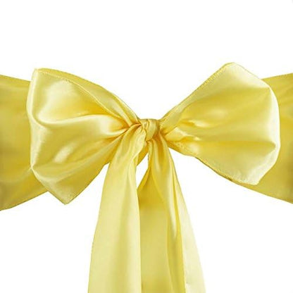 25pcs Yellow Satin Chair Sashes Tie Bows Catering Wedding Party Decorations 6 x106