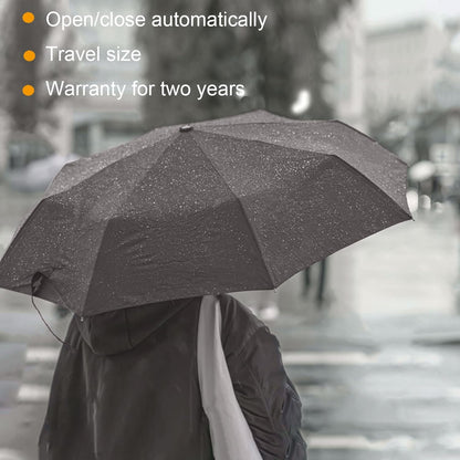 Two Packs Auto Open & Close Small Travel Umbrella for Backpack-Umbrellas for Rain, Windproof Lightweight Strong Mini Portable Umbrellas for Men and Women.(Black & Yellow, 2 Pack)