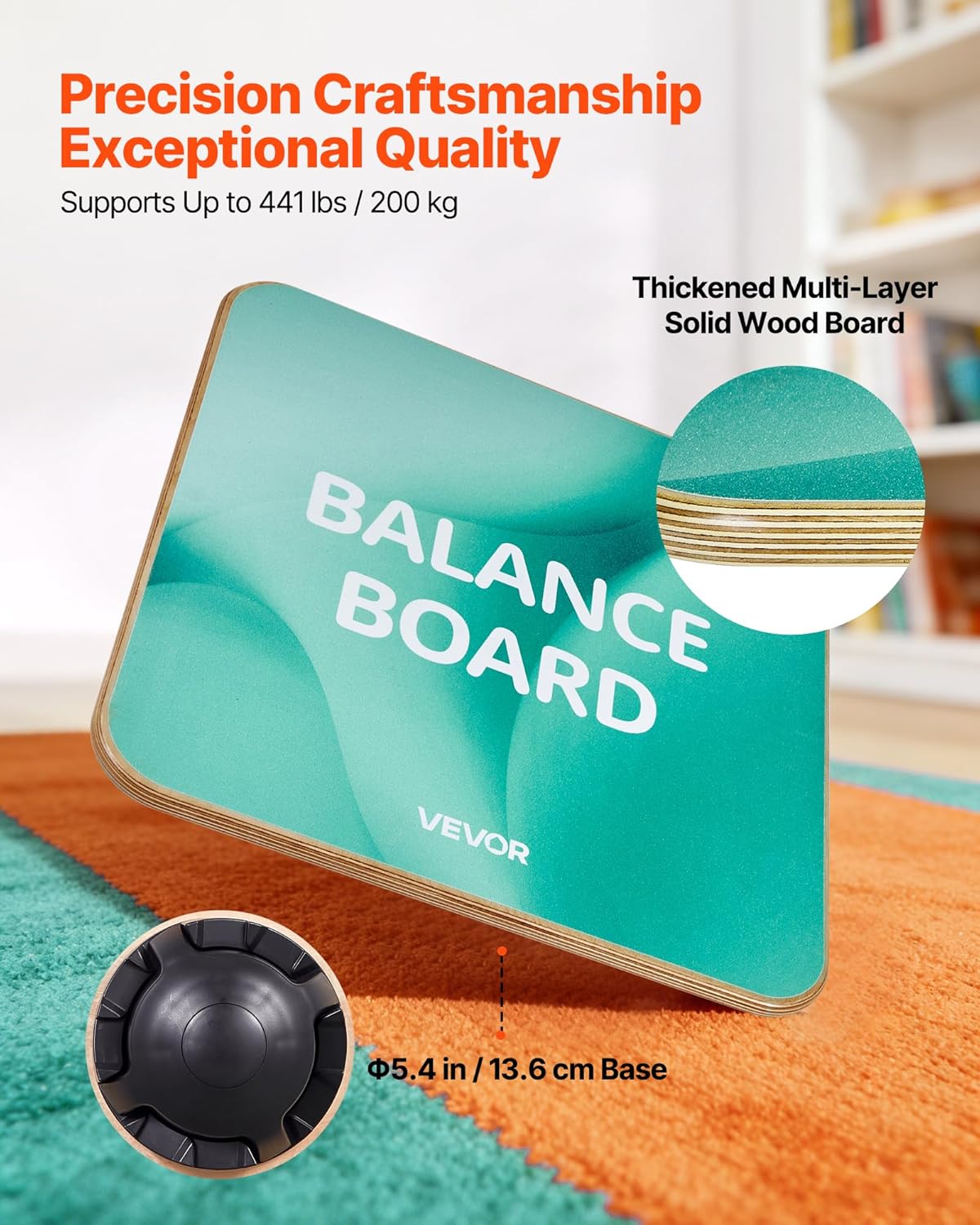 Balance Board, 360° Rotating Wobble Board Trainer for Adults 3-Level Adjustable, Wooden Balance Training Equipment, Slip-Resistant Surface for Core Workout, Standing Desk Exercise, Home Gym