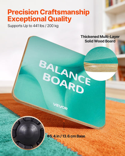 Balance Board, 360° Rotating Wobble Board Trainer for Adults 3-Level Adjustable, Wooden Balance Training Equipment, Slip-Resistant Surface for Core Workout, Standing Desk Exercise, Home Gym