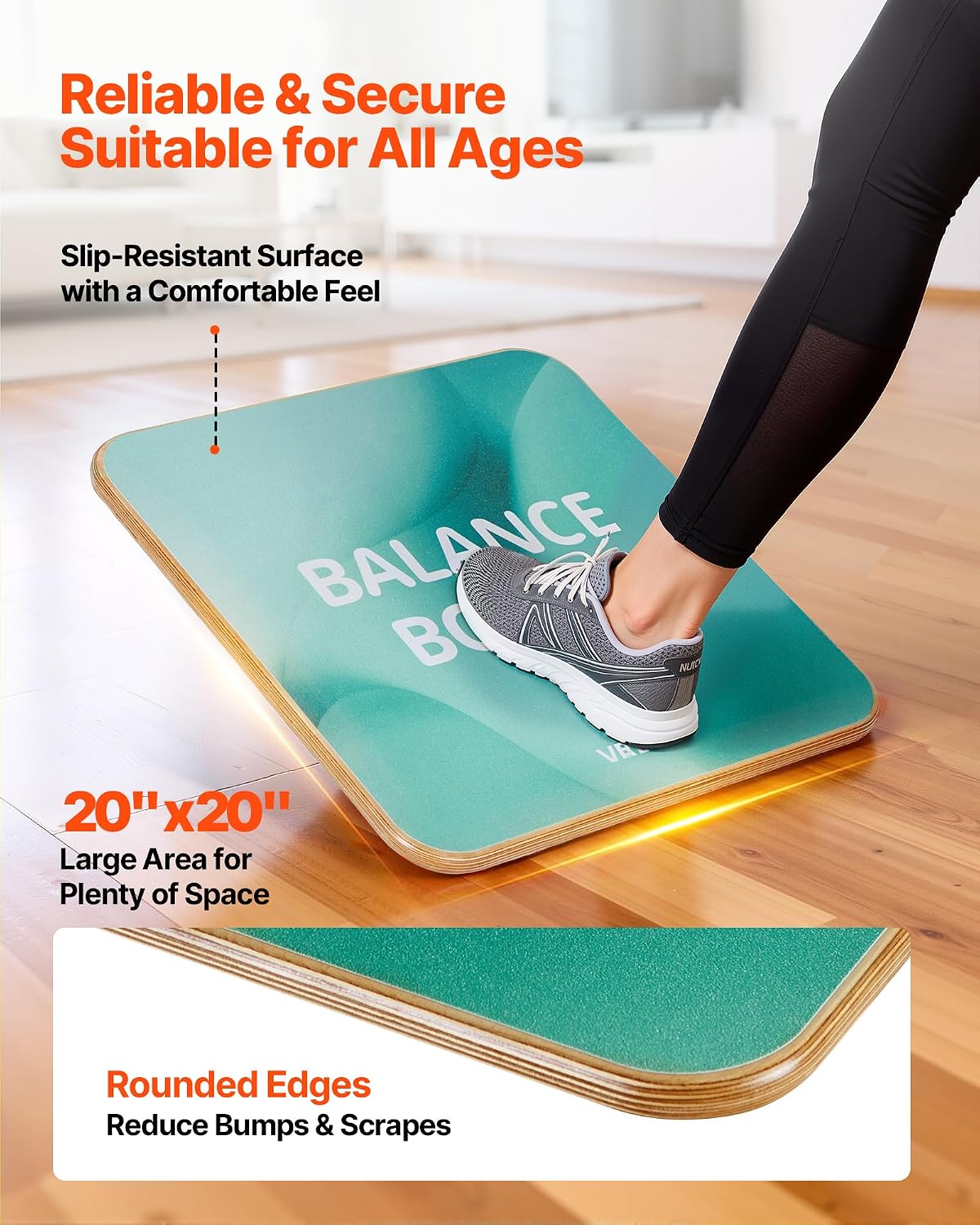 Balance Board, 360° Rotating Wobble Board Trainer for Adults 3-Level Adjustable, Wooden Balance Training Equipment, Slip-Resistant Surface for Core Workout, Standing Desk Exercise, Home Gym