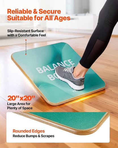 Balance Board, 360° Rotating Wobble Board Trainer for Adults 3-Level Adjustable, Wooden Balance Training Equipment, Slip-Resistant Surface for Core Workout, Standing Desk Exercise, Home Gym
