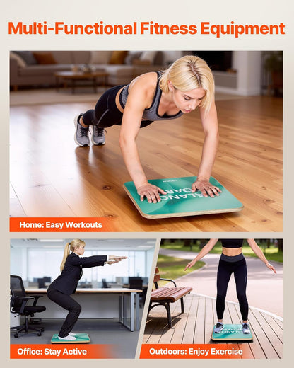 Balance Board, 360° Rotating Wobble Board Trainer for Adults 3-Level Adjustable, Wooden Balance Training Equipment, Slip-Resistant Surface for Core Workout, Standing Desk Exercise, Home Gym
