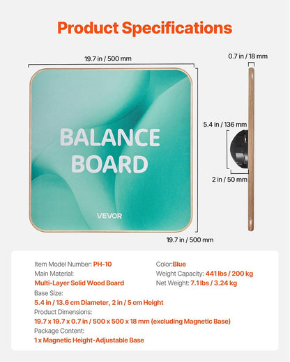 Balance Board, 360° Rotating Wobble Board Trainer for Adults 3-Level Adjustable, Wooden Balance Training Equipment, Slip-Resistant Surface for Core Workout, Standing Desk Exercise, Home Gym