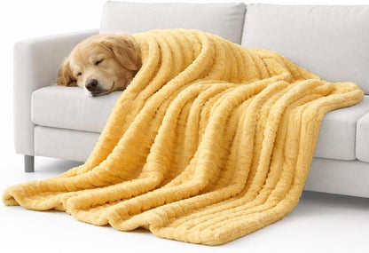 Emotional Support Blanket Yellow, Calming Dog Blanket, Security Blanket, Designed for Pets, Rabbit Hair Plus, Soft and Comfortable for Kennel, Indoors Sofa