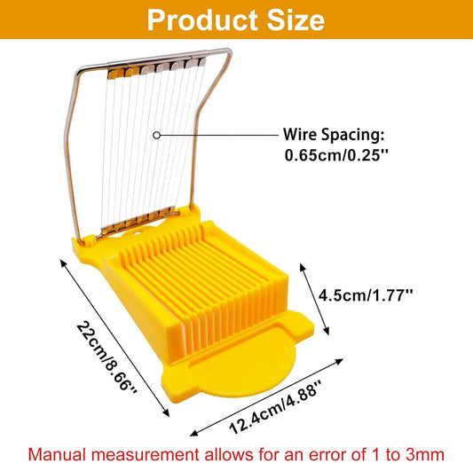 Egg Slicer for Hard Boiled Eggs, Food Slicer with 14 Stainless Steel Wires, Heavy Duty Hard Boiled Egg Cutter, Spam Slicer for Soft Fruit Strawberry Luncheon Meat Home Use (1Pcs, Yellow)