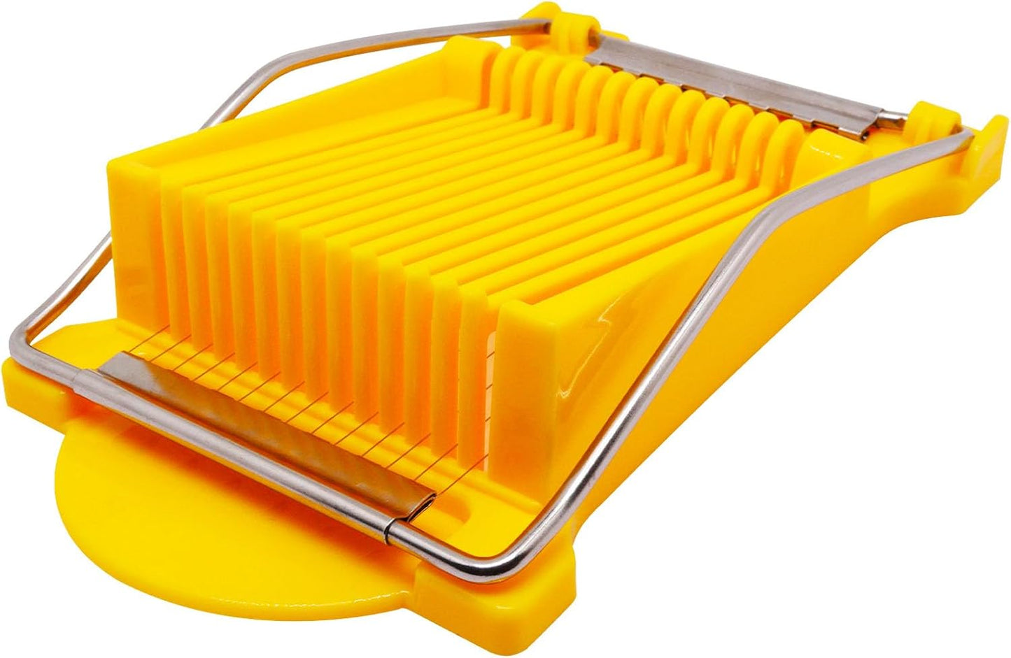 Egg Slicer for Hard Boiled Eggs, Food Slicer with 14 Stainless Steel Wires, Heavy Duty Hard Boiled Egg Cutter, Spam Slicer for Soft Fruit Strawberry Luncheon Meat Home Use (1Pcs, Yellow)