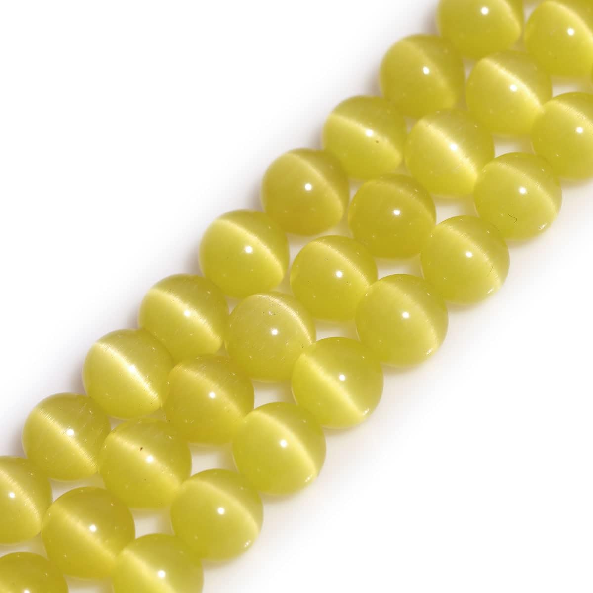 JOE FOREMAN 10mm Yellow Cat Eye Stone Beads Cat's Eye Round Beads for Jewelry Making Strand 15" Beaded Semi Precious Gemstone DIY Handmade Craft Supplies