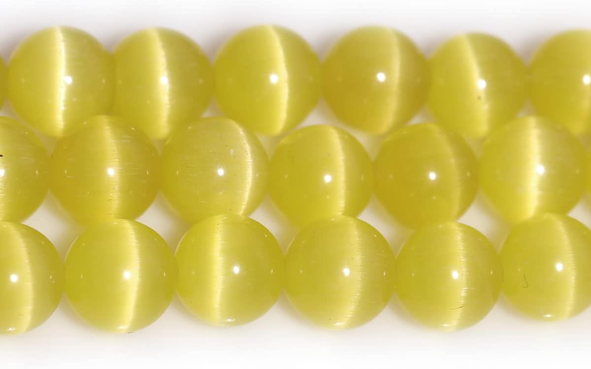 JOE FOREMAN 10mm Yellow Cat Eye Stone Beads Cat's Eye Round Beads for Jewelry Making Strand 15" Beaded Semi Precious Gemstone DIY Handmade Craft Supplies