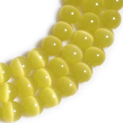 JOE FOREMAN 10mm Yellow Cat Eye Stone Beads Cat's Eye Round Beads for Jewelry Making Strand 15" Beaded Semi Precious Gemstone DIY Handmade Craft Supplies