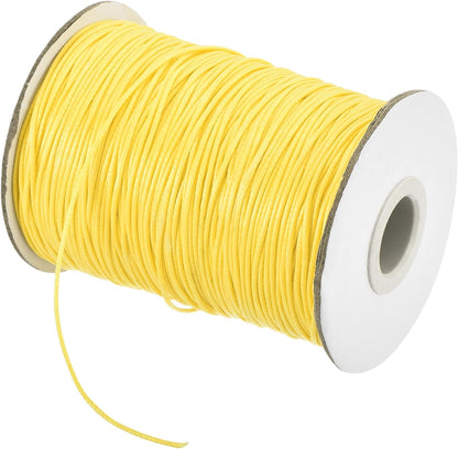 Waxed Cord 1mm Waxed Polyester Cord 175 Yard Wax String for Bracelet Making,Necklaces, Beading,Jewelry Making and DIY Crafts(Light Yellow)
