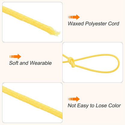 Waxed Cord 1mm Waxed Polyester Cord 175 Yard Wax String for Bracelet Making,Necklaces, Beading,Jewelry Making and DIY Crafts(Light Yellow)