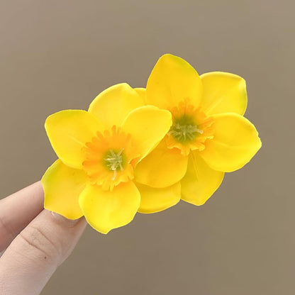 1Pcs Yellow Flower Hair Clip Hawaiian Flower Hair Clips for Women Double Flowers Clips Barrettes Floral Side Clip Barrette Hairclip Hair Accessories for Beach Wedding
