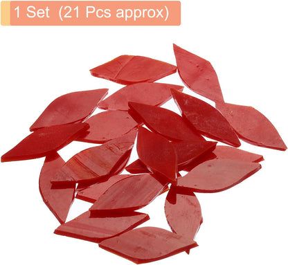 50g Stained Glass Mosaic Leaf 15mm x 38mm Red Orange Yellow Glass Mosaic Tiles Bulk for Craft DIY Handmade Project