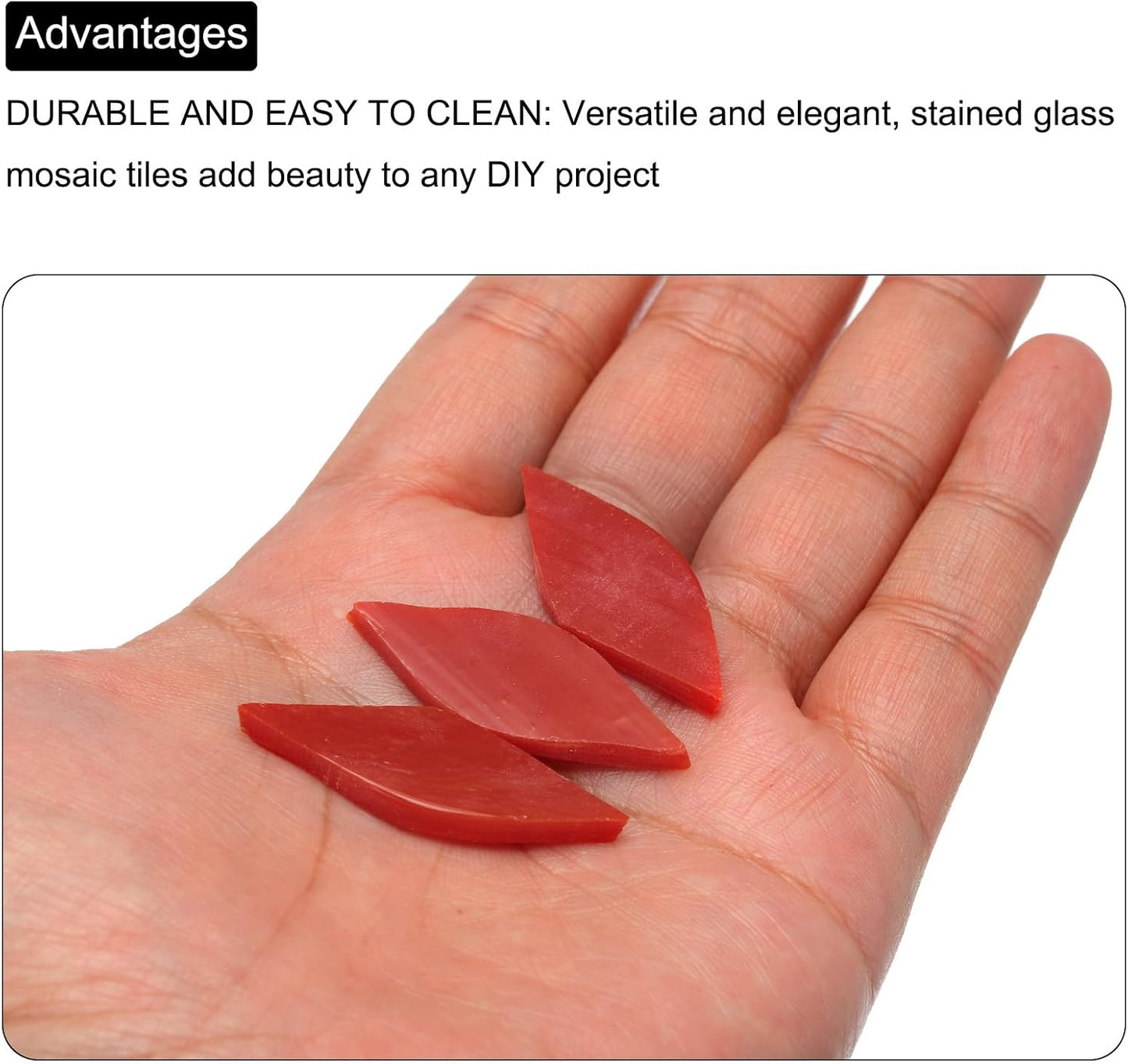 50g Stained Glass Mosaic Leaf 15mm x 38mm Red Orange Yellow Glass Mosaic Tiles Bulk for Craft DIY Handmade Project