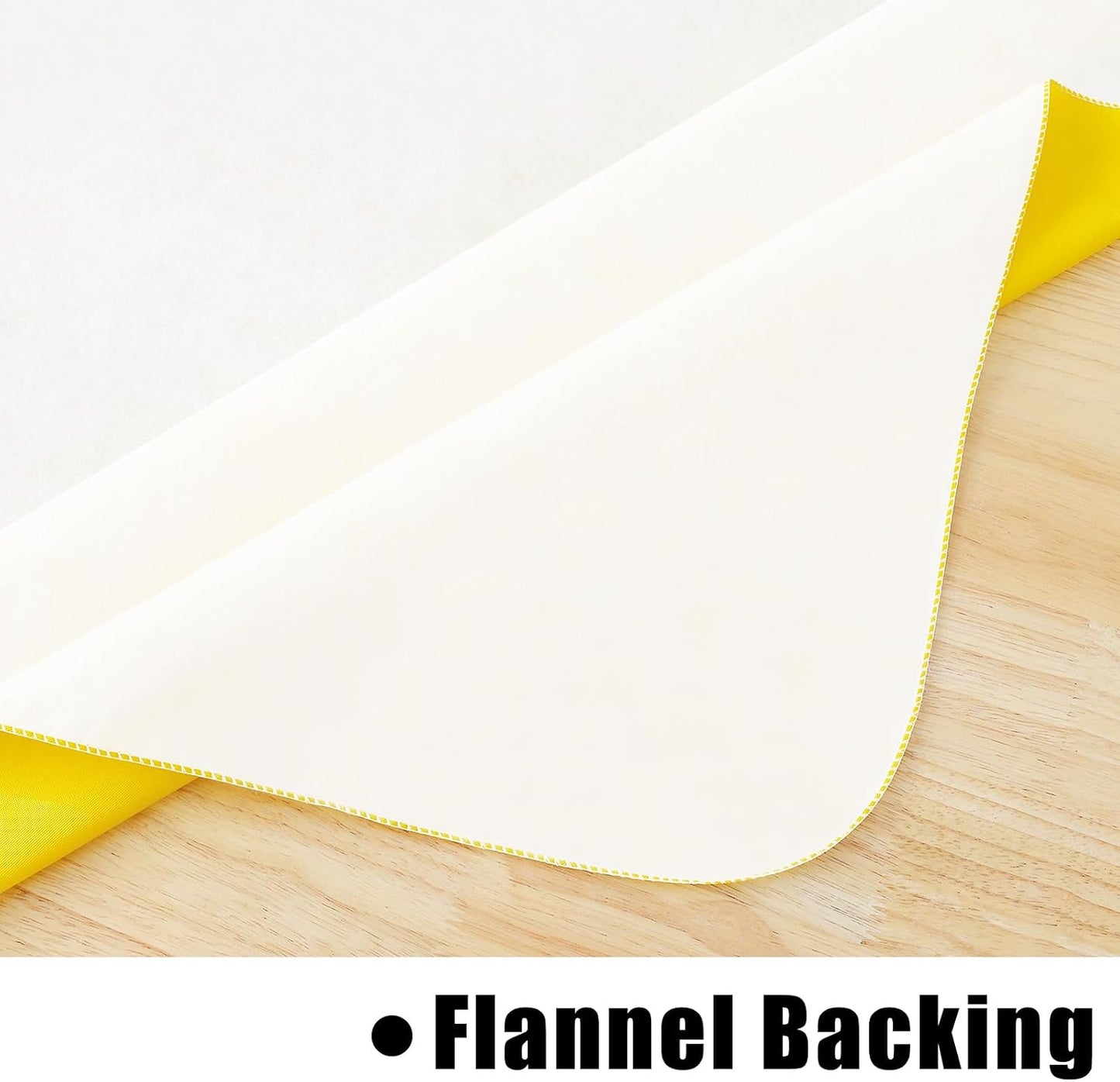 Round Vinyl Tablecloth, Waterproof Spillproof Plastic Flannel Backed Table Cloth, Wipe Clean Table Cover for Dining, Buffet Parties and Camping (Yellow, 60")