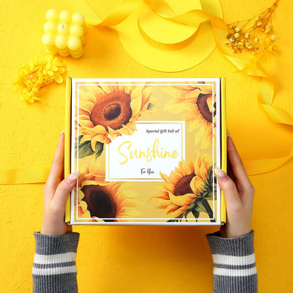 Unique Sunflower Gifts Basket for Women, Self Care Kit Set for Teen Girls, for Get Well Soon Gift, Happy Birthday, Valentines Day and Mothers day (pack of 8)