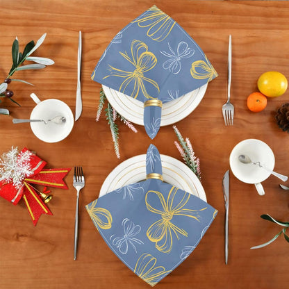 Dinner Napkins Set of 6 Yellow Bows Reusable Table Cloth Napkins for Indoor Outdoor Family Dinners Cocktail Parties Weddings Hotel Restaurant, 20 × 20 in