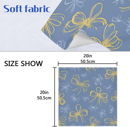 Dinner Napkins Set of 6 Yellow Bows Reusable Table Cloth Napkins for Indoor Outdoor Family Dinners Cocktail Parties Weddings Hotel Restaurant, 20 × 20 in