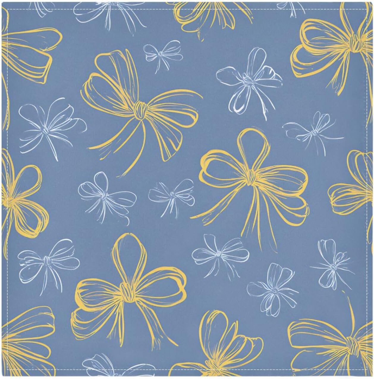 Dinner Napkins Set of 6 Yellow Bows Reusable Table Cloth Napkins for Indoor Outdoor Family Dinners Cocktail Parties Weddings Hotel Restaurant, 20 × 20 in