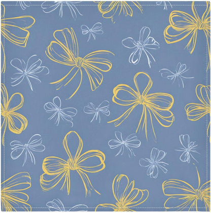 Dinner Napkins Set of 6 Yellow Bows Reusable Table Cloth Napkins for Indoor Outdoor Family Dinners Cocktail Parties Weddings Hotel Restaurant, 20 × 20 in